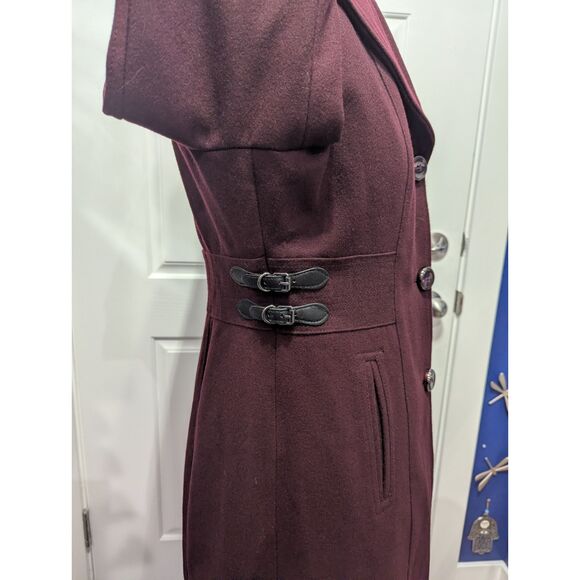 Kenneth Cole Women’s 10 Long Wool Dress Coat A-Line Fit & Flare Buckle Detail Me - Picture 13 of 16